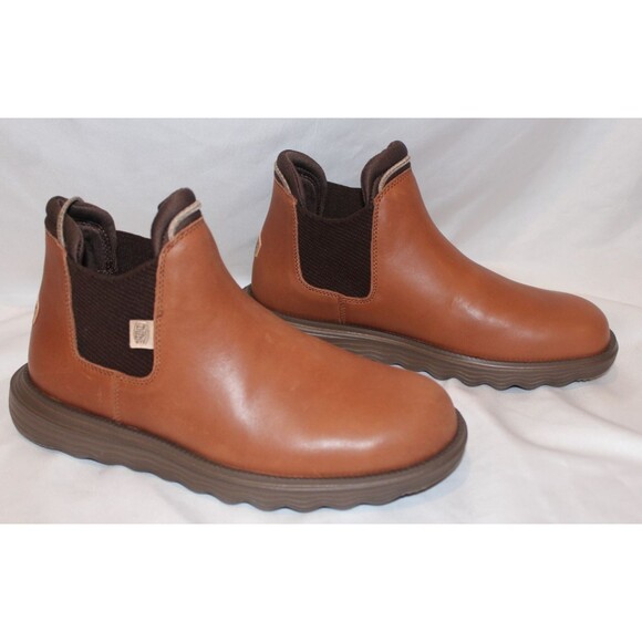 HEY DUDE WOMEN'S BRANSON CRAFT LEATHER COGNAC BROWN BOOTS SZ 10 - Picture 1 of 7